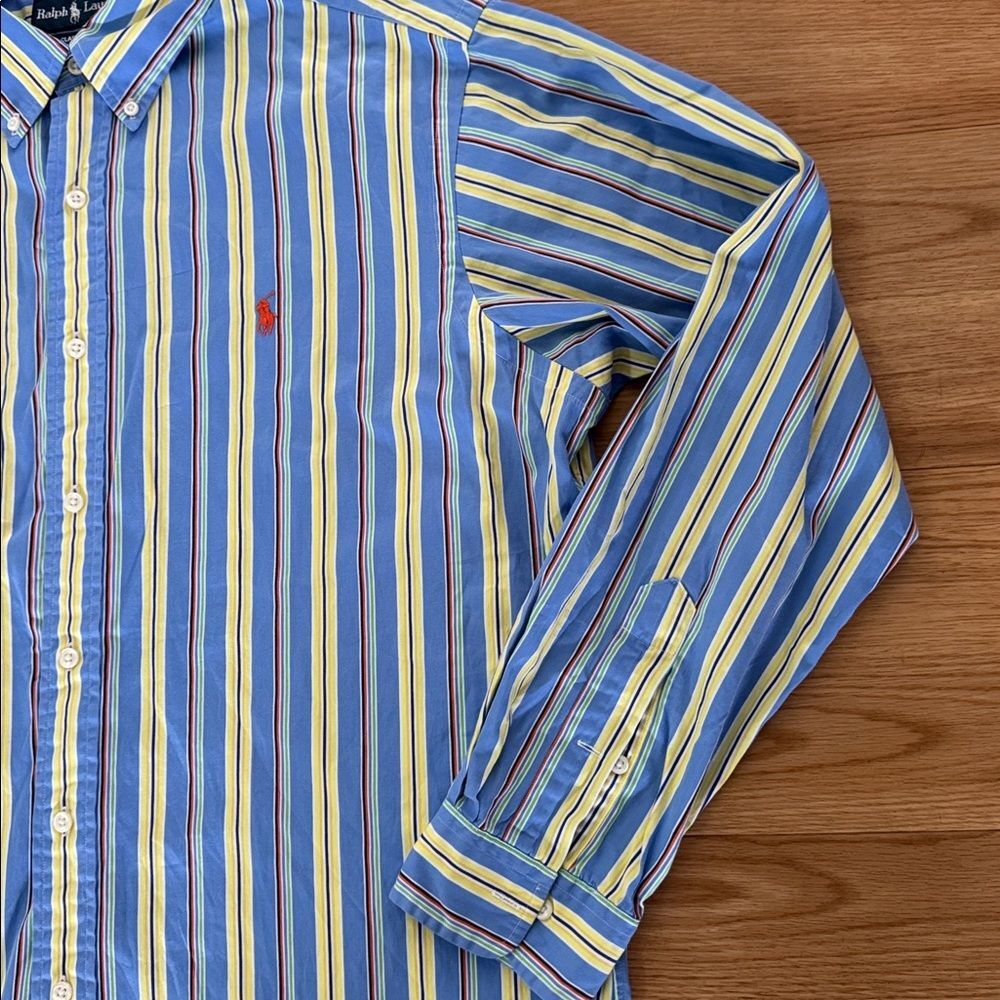 Ralph Lauren Men's Classic Stripe Button Down Shirt with Pony Logo Size Large - Picture 4 of 7